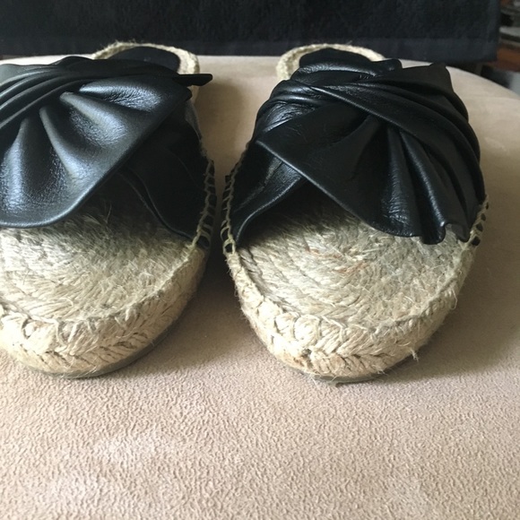 PATRICIA GREEN NIB AUTHENTIC BLACK GENUINE LEATHER ESPADRILLES SLIP ON - Picture 4 of 13